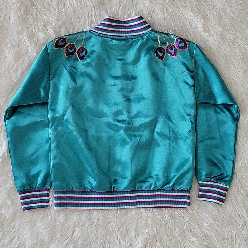 Disney Aladdin Jacket Teal with Purple And Gold Sequins Girl Size 7/8 NWOT